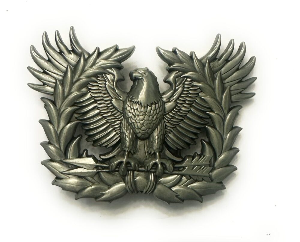 8287 Warrant Officer Eagle Rising Traditional Belt Buckle Antique Silver